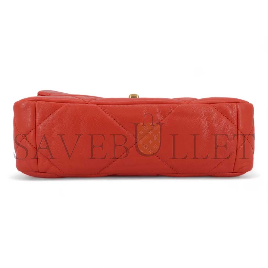Ch*el 19 flap bag in red lambskin as1160 (26*16*9cm)